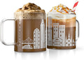 Greenline Goods – New Orleans, LA Skyline Glass Coffee Mugs (Set of 2), 15 oz – Etched Wrap Design