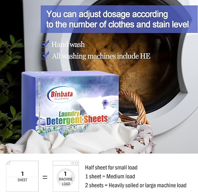 Laundry Detergent Sheets, 200 Loads Fresh Linen Scent Hypoallergenic Eco-Friendly, Biodegradable Plastic Free Liquidless Laundry Sheets Suitable for Sensitive Skin