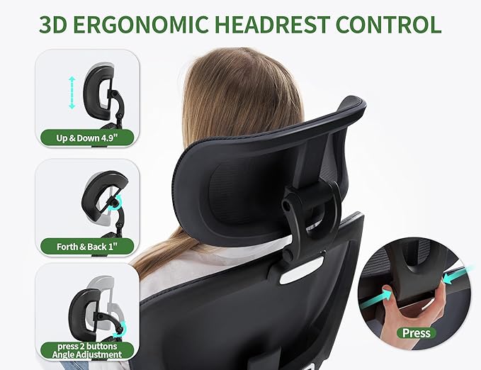 Ergonomic Office Chair: 400LBS Computer Desk Chair Comfy-Black Big and Tall Office Chair with Lumbar Support & Headrest-Gaming Chairs for Adults-Executive Office Rolling Chairs for Home Work