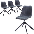 LeisureMod Markley Swivel Leather Dining Side Chair with Durable Iron Legs – Comfortable Accent Chair for Kitchen, Dining Room, or Office Set of 4