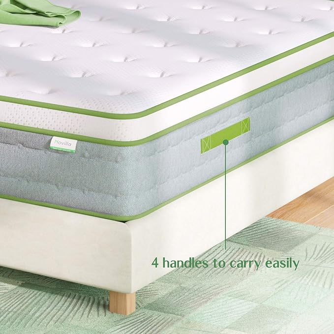 Novilla Queen Size Mattress, 10 Inch Hybrid with Gel Memory Foam & Individually Wrapped Pocket Coils Innerspring, Queen Spring Mattresses for a Cozy & Peaceful Sleep