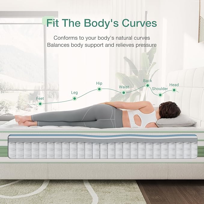 Novilla King Mattress, 12 Inch Hybrid Mattress in a Box, High Density Base Foam with Pocket Coils for a Cozy Sleep, Pain Relief, Medium Firm King Size Mattress, Pillow Top Mattress, Motion Isolation