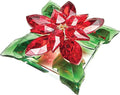 Bits and Pieces Crystal Poinsettia Figurine - Faceted Glass Sparkling Red and Green, Home Decor Christmas Decoration and Gift