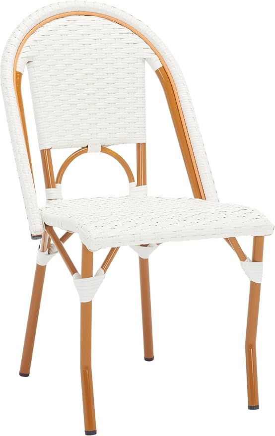 SAFAVIEH Outdoor Collection California Bistro White Side Chair Set of 2 (Fully Assembled)