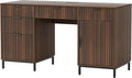 Modern Fluted Executive Desk with File Drawer, 55" Large Computer Desk with Storage and Charging Station, Wooden Home Office Desk for Workspace, Writing, Study, Brown