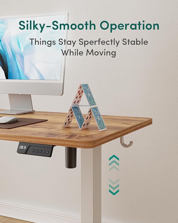 CubiCubi 40 x 24 Inches Electric Standing Desk, Height Adjustable Sit to Stand Desk, Home Office Table with Splice Board, Light Rustic