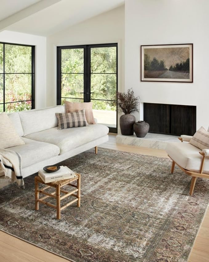 Loloi Amber Lewis Georgie Collection GER-07 Moss/Salmon 3'-9" x 5'-6", .19" Pile Height, Accent Rug