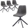 LeisureMod Markley Swivel Leather Dining Side Chair with Durable Iron Legs – Comfortable Accent Chair for Kitchen, Dining Room, or Office Set of 4