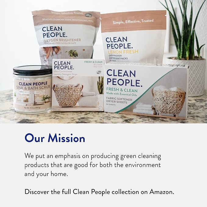 The Clean People Fragrance Free Laundry Detergent Sheets - Laundry Soap - Ultra Concentrated, Recyclable Packaging, Stain Fighting - Fragrance Free, 32 Pack