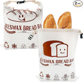 Beeswax Bead Bags, 2 Pack XL Reusable Bread Bags for Homemade Bread, Cute Design Linen Food Storage for Sourdough Homemade Loaf