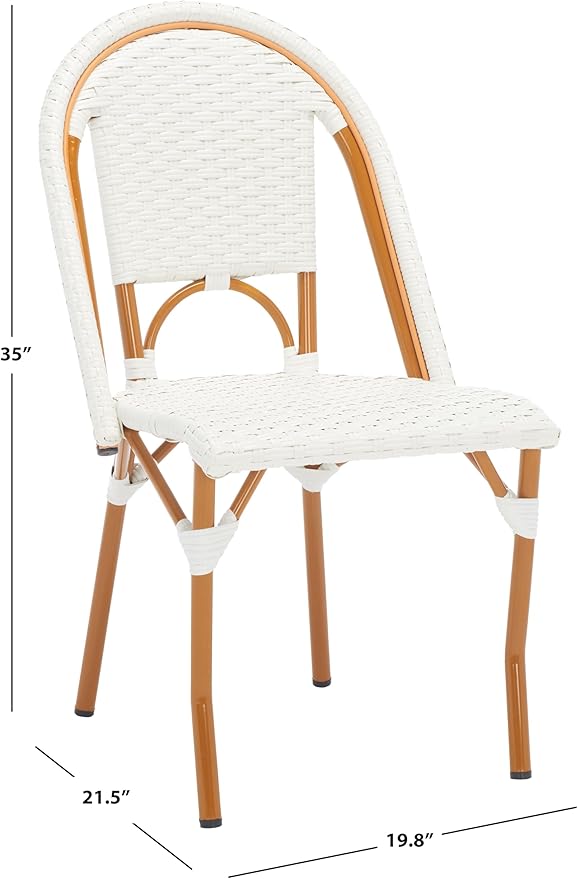 SAFAVIEH Outdoor Collection California Bistro White Side Chair Set of 2 (Fully Assembled)