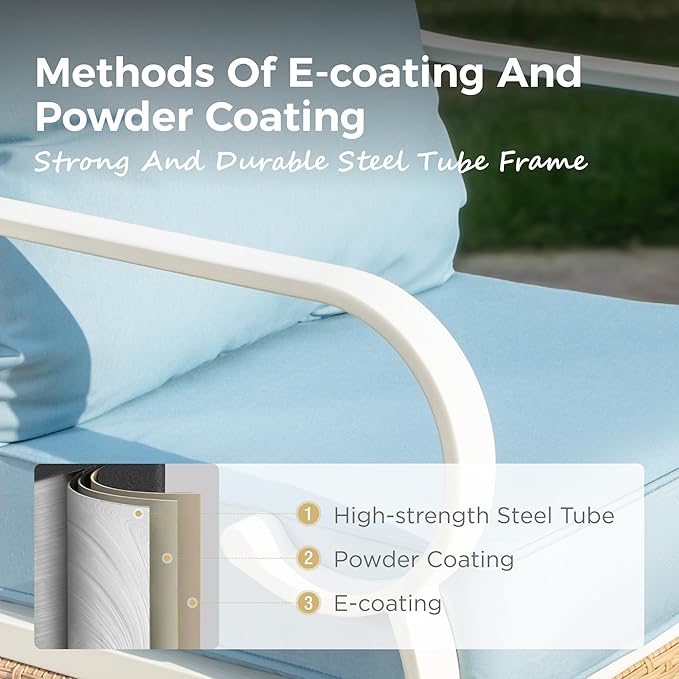 Patio Swivel Chairs Set of 2, Outdoor Sofa Chairs with Deep Seating and 5.5" Cushions, Steel Frame Porch Furniture for Lawn Backyard Deck, Blue