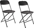 BTEXPERT Set of 2,Black Plastic Folding Chair Steel Frame Commercial High Capacity Event Chair Lightweight Set for Office Wedding Party Picnic Kitchen Dining Church School