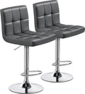 Yaheetech 2 Pack Bar Stools with Backrest, Adjustable Height 25"-36" Swivel Counter Stools, PU Leather Kitchen Barstools with Footrest for Kitchen Island, Dining Room, Gray