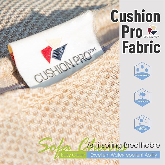 Sophia & William Extra Large Outdoor Patio Swivel Sofa Chairs Set 2 PCS Heavy-Duty Metal Porch Furniture with High Back & Deep Seating Area, 5.5" Thicken Cushions for Deck, Lawn, Outside (Beige)