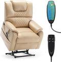 Power Lift Recliner Chair Recliners for Elderly,Lay Flat Air Leather Recliner with Heat and Massage,Dual Motor Lounge Recliners for Living Room