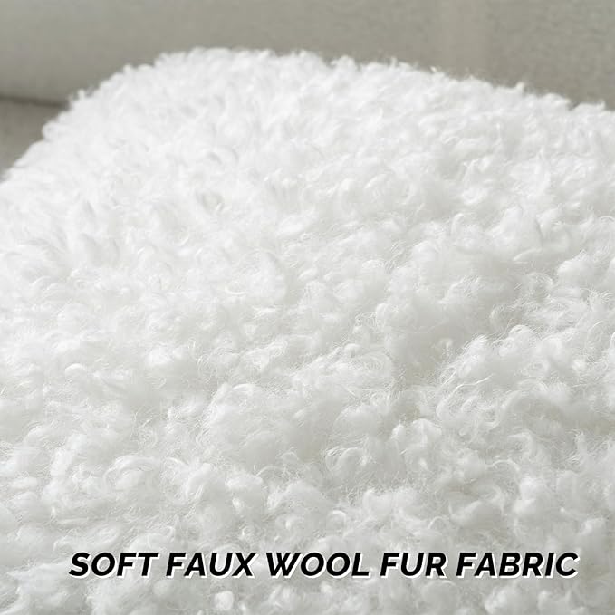 FUTEI Cream White Decorative Throw Pillow Covers 18x18 Inch Set of 2,Soft Fluffy Faux Wool Fur Boucle Textured Cushion Case,Modern Home Decor for Couch Bed Living Room Office