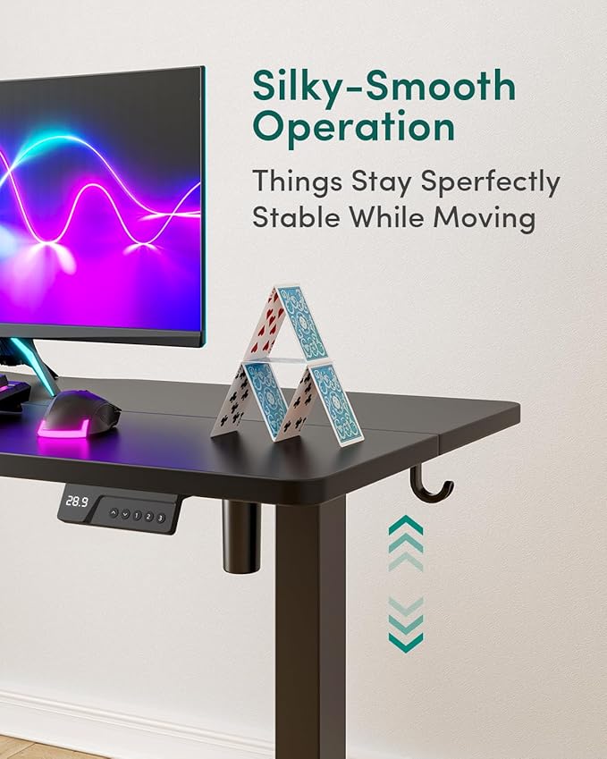 CubiCubi 55 x 24 Inches Electric Standing Desk, Height Adjustable Sit to Stand Desk, Home Office Table with Splice Board, Black