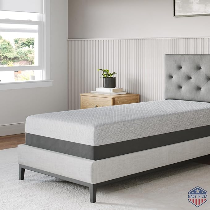 Celestial Sleep Gel Memory Foam Mattress in a Box, Made in The USA, CertiPUR-US® Certified Foam, Oeko-Tex, and Fiberglass-Free Certified Bed, 10 inch Medium - Twin