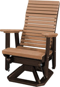 DutchCrafters Modern Horizontal Slat High Back Poly Adirondack Swivel Glider Outdoor Patio Chair (Tudor Brown & Cedar)