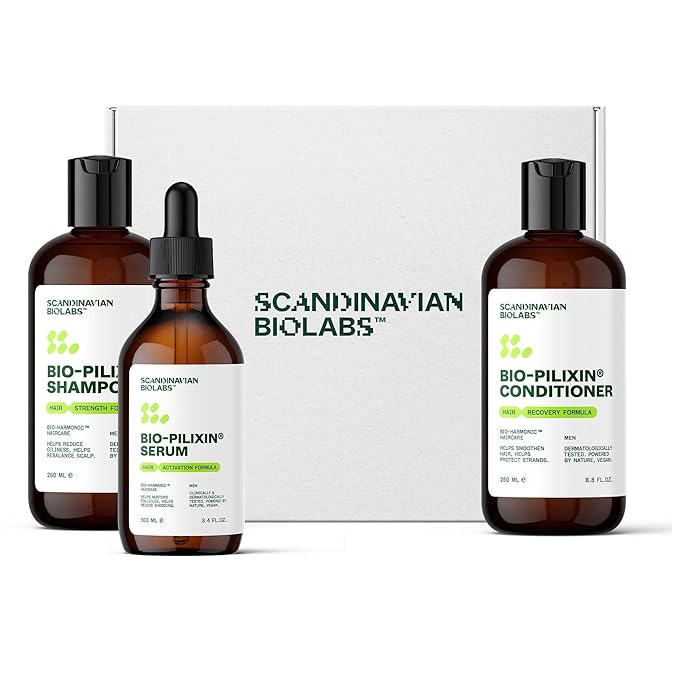Scandinavian Biolabs Bio-Pilixin® Routine For Men | Helps With Hair Shedding, Nurtures Hair Follicles, Enhances Hair Strength, Repairs Damaged Hair, Clinically Tested, Dermatologically Approved