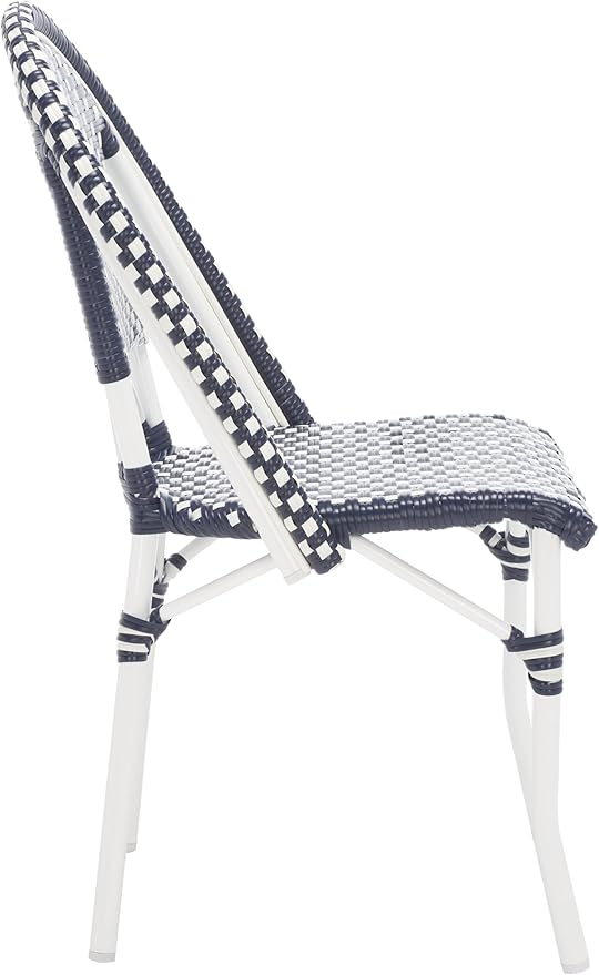 SAFAVIEH Outdoor Collection California Navy/White/White Bistro Side Chair Set of 2 (Fully Assembled)