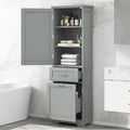 Tall Bathroom Storage Cabinet, Freestanding Storage Cabinet with 1 Door, 2 Different Size Drawers for Bathroom Living Room (Grey)