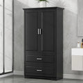Polibi Tall Storage Cabinet with 2 Drawers, 3-Tier Adjustable Shelves & 2 Doors, Floor Free-Standing Cabinet for Bathroom, Living Room, Black, 63.2" H*32" W