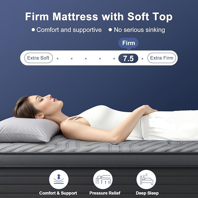 Firm Queen Size Mattress 12 Inch Hybrid Queen Mattress with Gel Memory Foam-Cooling Ice Silk Top, Support&Back Pain Relief, Individual Pocket Spring, CertiPUR-US Certified Mattress in a Box