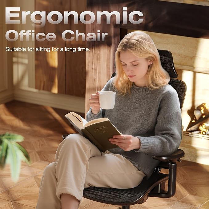 ELABEST T11 Ergonomic Office Chair,High Back Desk Chairs with Separate Lumbar Support,Magic Armrests,Adjustable Wide Headrest,Comfy Executive Computer Chair,Big and Tall Mesh Chair for Home Office