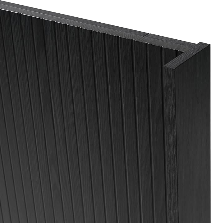 KEIKI Wooden Queen Size Headboard Only, 64.5" Wide Farmhouse Headboards with Wall Mounted Fluted Panel & Wingback for Bedroom, Black Oak
