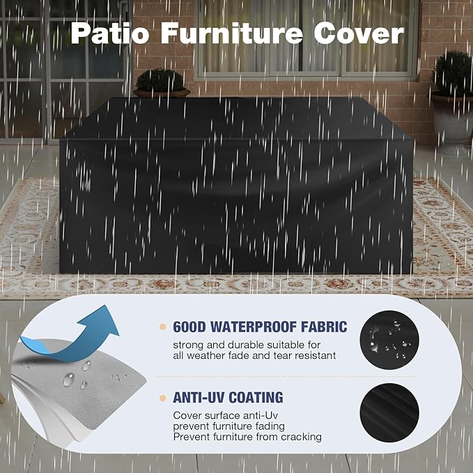 Aoxun Aluminum Patio Furniture Set 2 Seats, Oversized Outdoor Sectional with Washable Thick Cushions, Coffee Table and Waterproof Cover, Patio Conversation Sets for Porch, Balcony, Deck