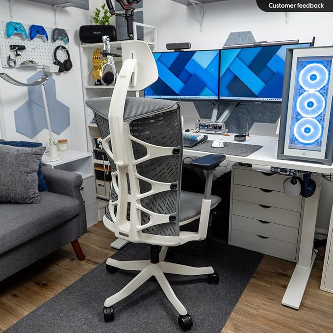 Autonomous ErgoChair Ultra 2 Ergonomic Office Chair Mesh Grey Adjustable Lumbar Support, Rolling Swivel - Home Office Desk Chairs with Headrest & Arms - Ergonomic Desk Chair Comfy for Gaming & Office