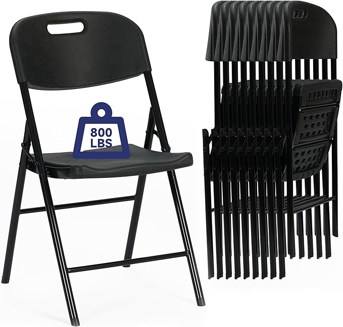 100 Pack Thicker 800 LBS Black Folding Chairs, Commercial Grade Folding Chair, Foldable Chairs for Events
