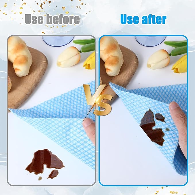 200 PCS Disposable Dish Cloths Reusable Blue Cleaning Towels Multi-Purpose Absorbent Handy Wipes for Kitchen, Countertops, Bathroom, Office, 13.7x15.7 Inch