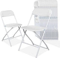 20 Pack Plastic White Folding Chairs with 350-LBS Capacity, Portable Indoor Outdoor Chairs, Foldable Commercial Seat with Steel Frame for Office, Party, Events, Wedding, Kitchen & Dinning