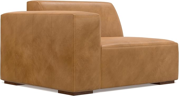 SIMPLIHOME Rex Right-Facing Modular Sectional Sofa in Full-Grain Genuine Leather, Sienna, 122-inches Wide, Handcrafted Modern-Style 4-Seater L-Shaped Leather Couch with Right Chaise for Living Room