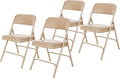 OEF Furnishings OEF1200 Series Premium Heavy Duty Vinyl Padded Folding Chairs, Commercial Grade 500 lb Capacity (4-Pack, French Beige)