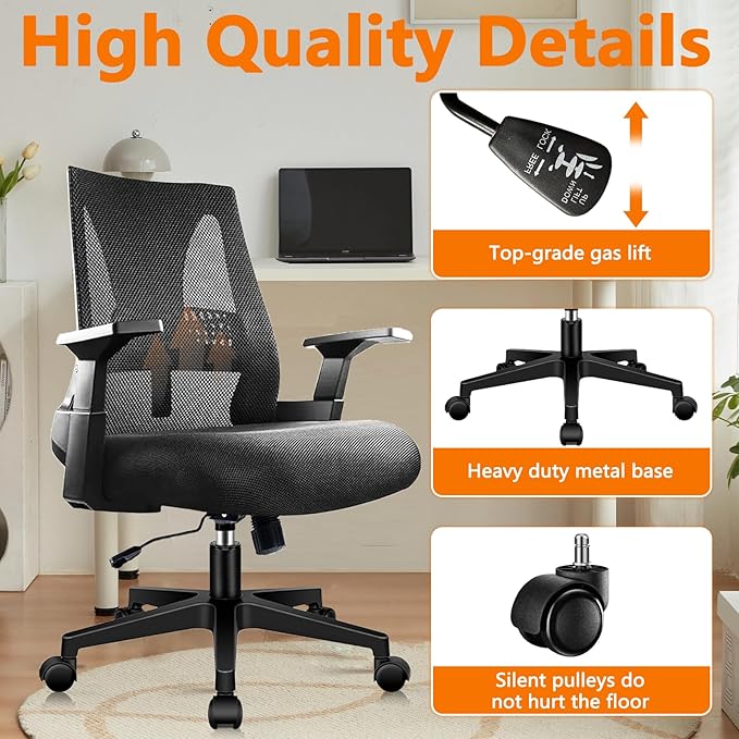 CLATINA 500lbs Big and Tall Office Chair Heavy Duty Mesh Ergonomic Computer Chairs with Adjustable Lumbar Support and Wide Comfy Seat for Home Office Conference Heavy People, Black