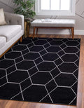 Unique Loom Trellis Frieze Collection Area Rug - Geometric (7' 1" x 10', Black/ Ivory)