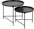 Kate and Laurel Ulani Modern Nesting Coffee Table, Set of 2, Black, Sophisticated Coffee Table Set for Storage and Display
