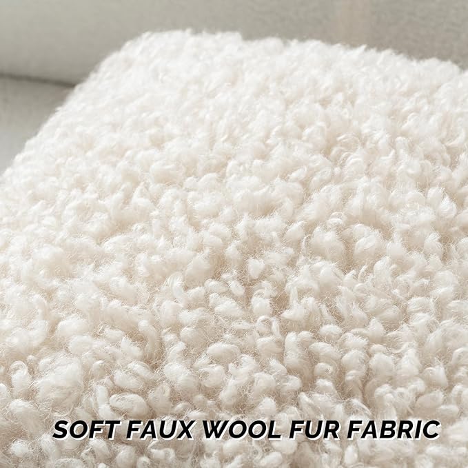 FUTEI Beige Decorative Throw Pillow Covers 20x20 Inch Set of 2,Soft Fluffy Faux Wool Fur Boucle Textured Cushion Case,Modern Home Decor for Couch Bed Living Room Office
