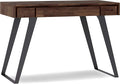 SIMPLIHOME Lowry Small Desk - 44-Inch Wide Solid Acacia Wood and Metal Writing Desk in Distressed Charcoal Brown, Modern Industrial Home Office Table with 2 Drawers and Flip-Down Keyboard Tray