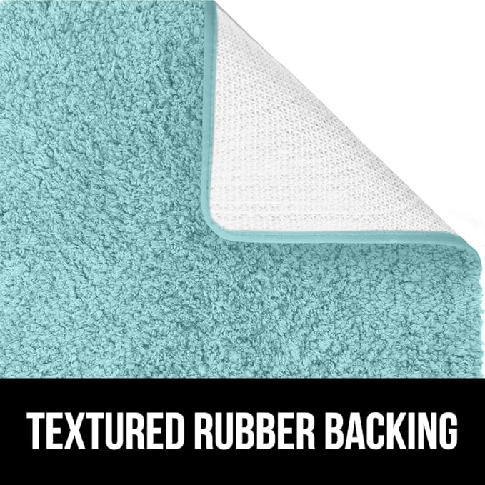 GORILLA GRIP Bathroom Rugs, 30x20, Ultra Soft Absorbent Mat, Thick Plush Bath Rug, Machine Washable, Microfiber Quick Dry, Mats for Shower, Bathtub and Floor, Home Decor Accessories, Spa Blue