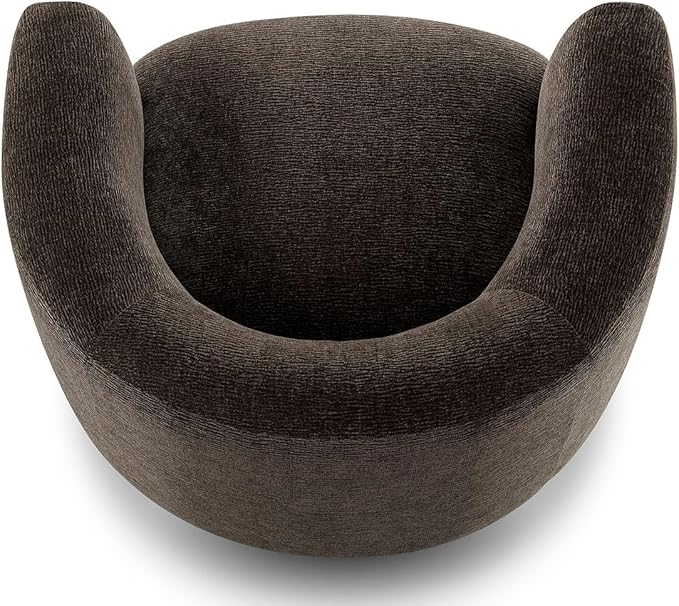 CHERS Swivel Accent Chair, Mid Century Modern Round Barrel Chairs, Upholstered Velvet Fabric Home Sofa Living Room with Solid Wood Base, Single Sofa Lounge Chair, Espresso
