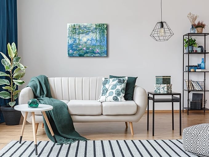 Wieco Art Water Lilies Giclee Canvas Prints Wall Art by Claude Monet Famous Oil Paintings Flowers Reproduction Modern Clsssic Landscape Artwork Picture Printed on Canvas for Home Office Decorations