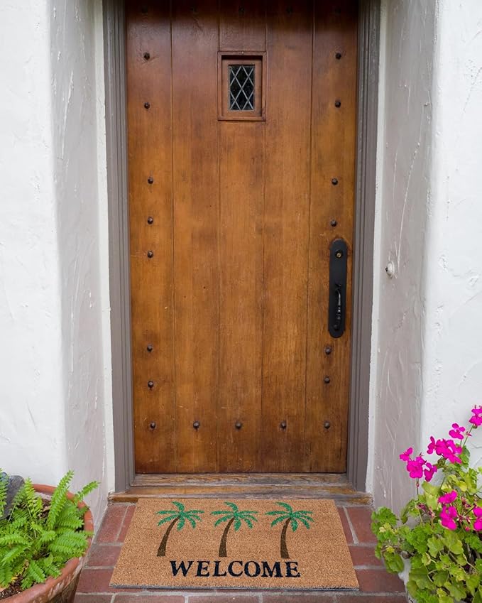KAF Home - 17 x 30 Coir Doormat - Welcome Palm Trees