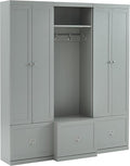 Crosley Furniture Harper 3-Piece Hall Tree and Storage Cabinet Set with Entryway Bench and Hooks for Hanging, Gray