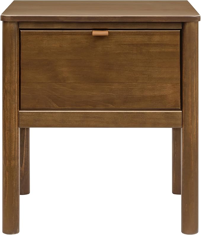 Babyletto Bondi Assembled Nightstand for Kids Bedroom - GREENGUARD Gold Certified Modern Boho Bedside Table with Storage Drawer & Vegan Leather Pull - Versatile Wood Night Stand for Kids & Guest Rooms