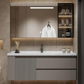 52IN Suspended Bathroom Cabinet Combo Set - Fully Functional LED Mirror with Smart Defogging & Time Display | Bathroom Vanity with Sink,Side Cabinet Storage Compartment (Style C)